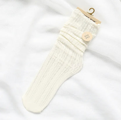 Women'S Japanese Style Solid Color Nylon Crew Socks A Pair