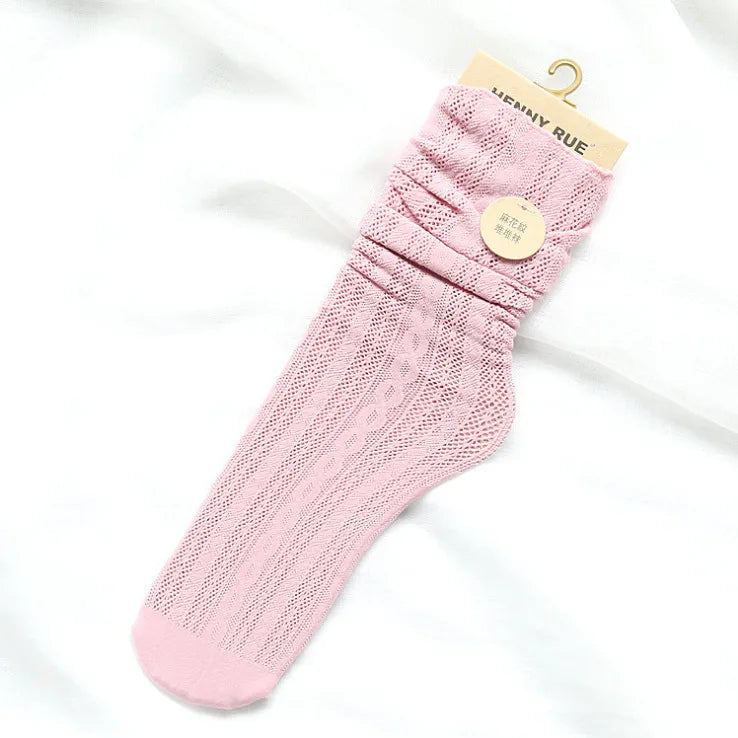 Women'S Japanese Style Solid Color Nylon Crew Socks A Pair