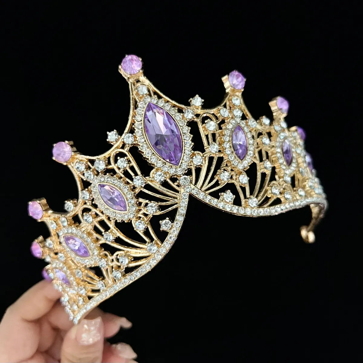 Women'S Lady Crown Alloy Rhinestone Plating Hair Band