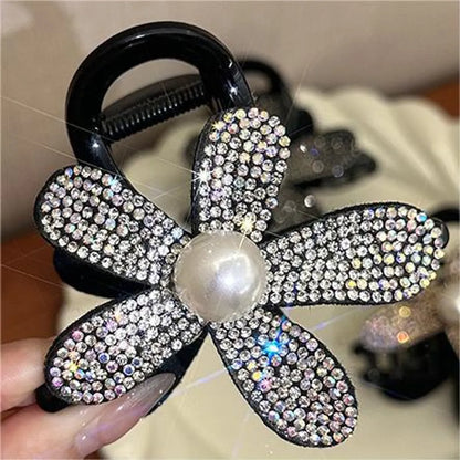 Women'S Lady Flower Arylic Imitation Pearl Rhinestone Hair Claws