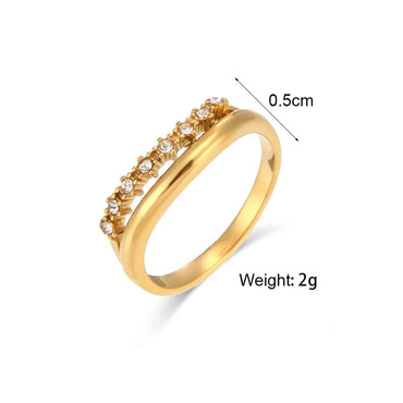 Women's Lady Geometric Stainless Steel Rings Geometry National Tide Metal Zircon Stainless Steel Rings