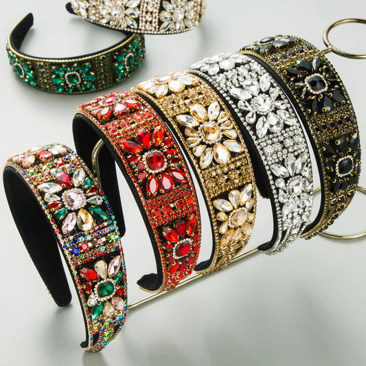 Women'S Lady Modern Style Korean Style Flower Alloy Inlay Rhinestones Glass Hair Band