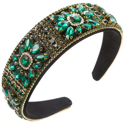 Women'S Lady Modern Style Korean Style Flower Alloy Inlay Rhinestones Glass Hair Band