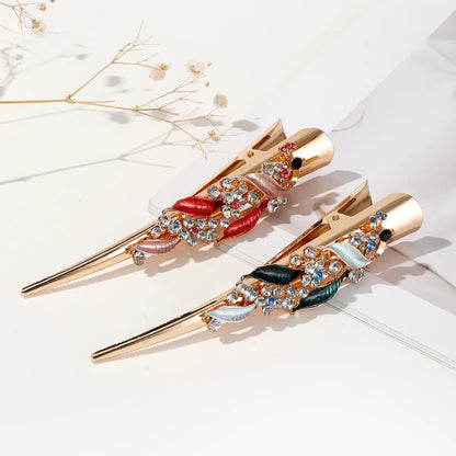 Women'S Lady Modern Style Sweet Flower Alloy Stoving Varnish Inlay Rhinestones Hair Clip