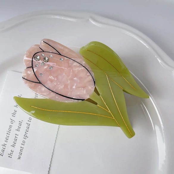 Women'S Lady Simple Style Floral Acetic Acid Sheets Hair Claws