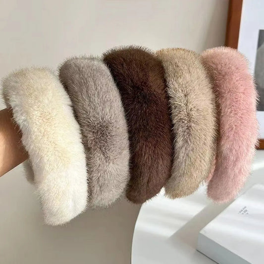 Women'S Lady Solid Color Wool Hair Band