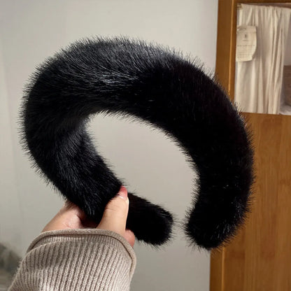 Women'S Lady Solid Color Wool Hair Band