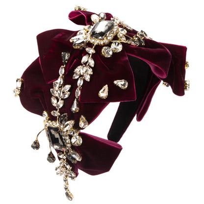 Women'S Luxurious Shiny Bow Knot Cloth Inlay Rhinestones Glass Hair Band