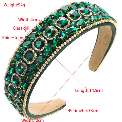 Women'S Luxurious Shiny Geometric Cloth Inlay Rhinestones Glass Hair Band