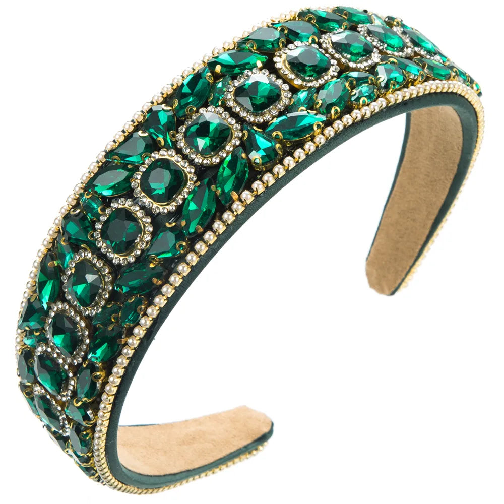 Women'S Luxurious Shiny Geometric Cloth Inlay Rhinestones Glass Hair Band