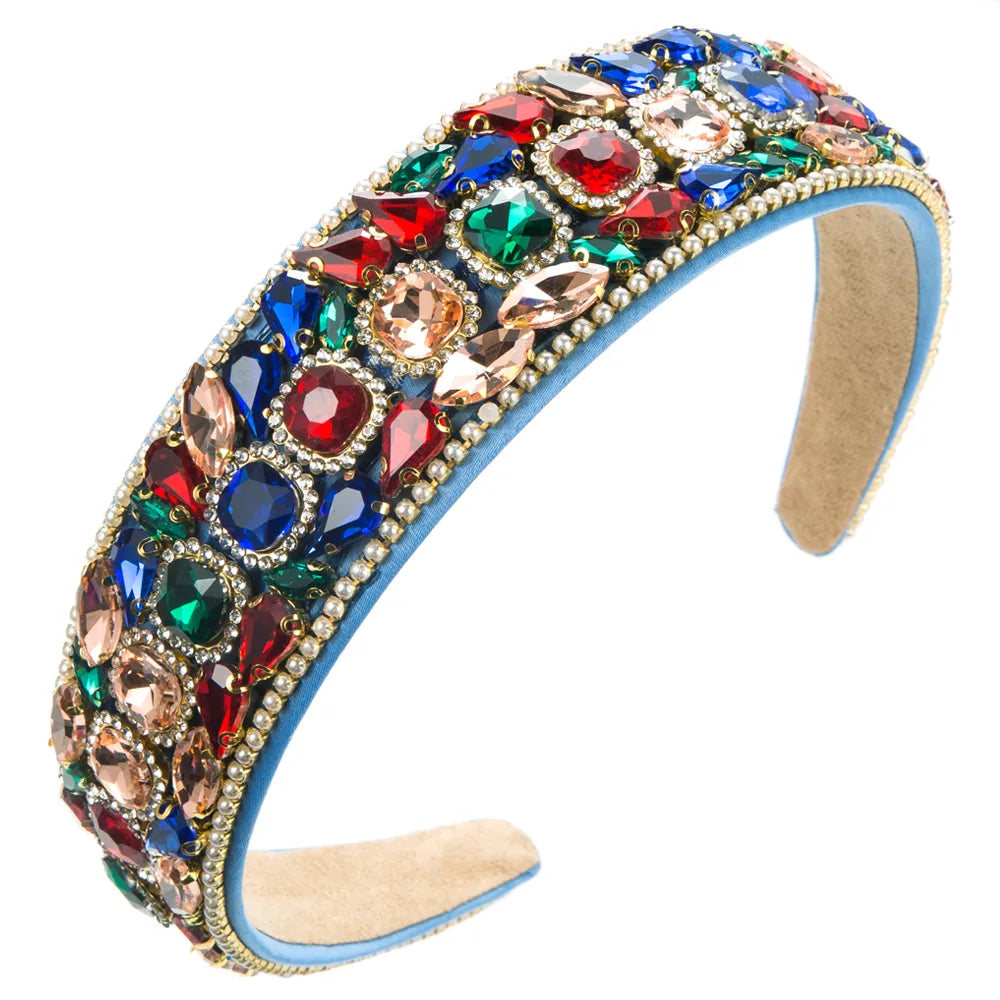 Women'S Luxurious Shiny Geometric Cloth Inlay Rhinestones Glass Hair Band