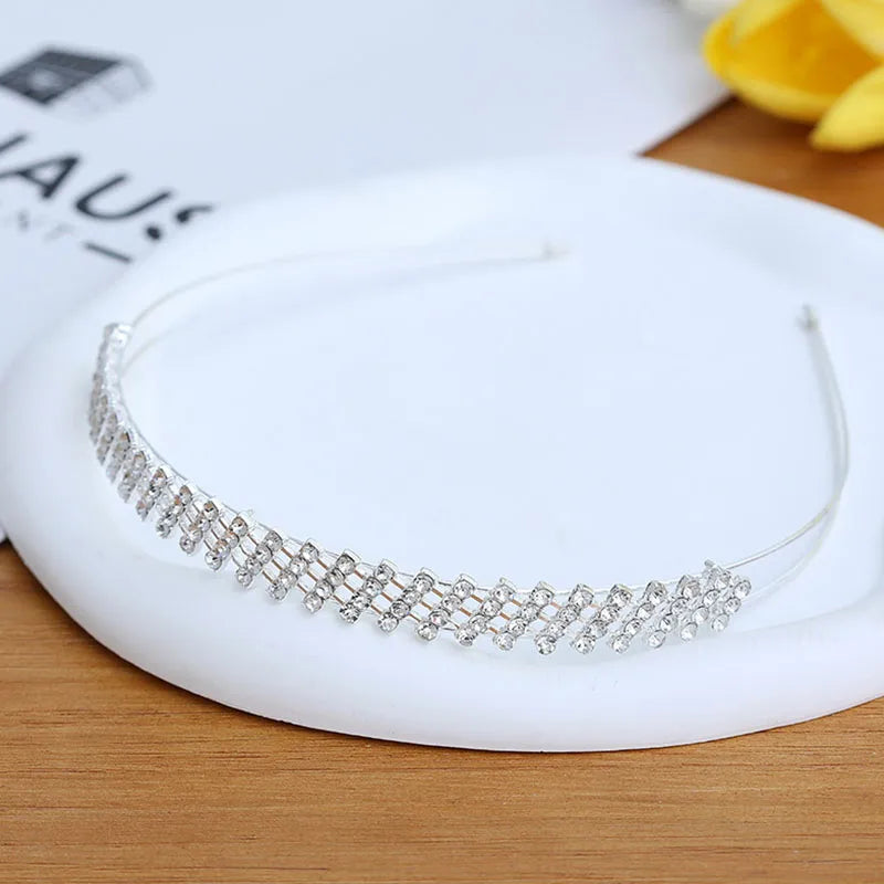 Women'S Luxurious Simple Style Solid Color Alloy Inlay Rhinestones Hair Band