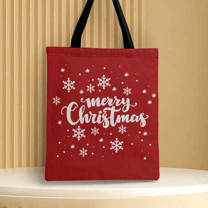 Women'S Medium Canvas Christmas Tree Santa Claus Letter Cute Square Open Canvas Bag Handbag