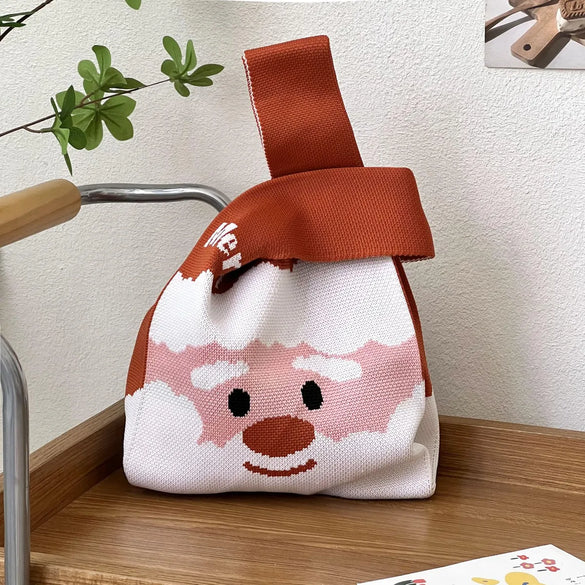 Women'S Medium Polyester Santa Claus Cute Square Open Handbag