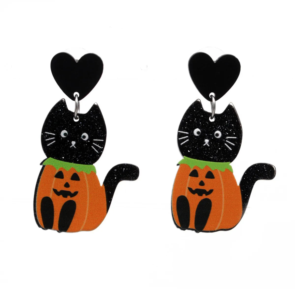 Women's Men's Fashion Halloween Pattern Cat Acrylic Earrings Animal Pattern No Inlaid Drop Earrings