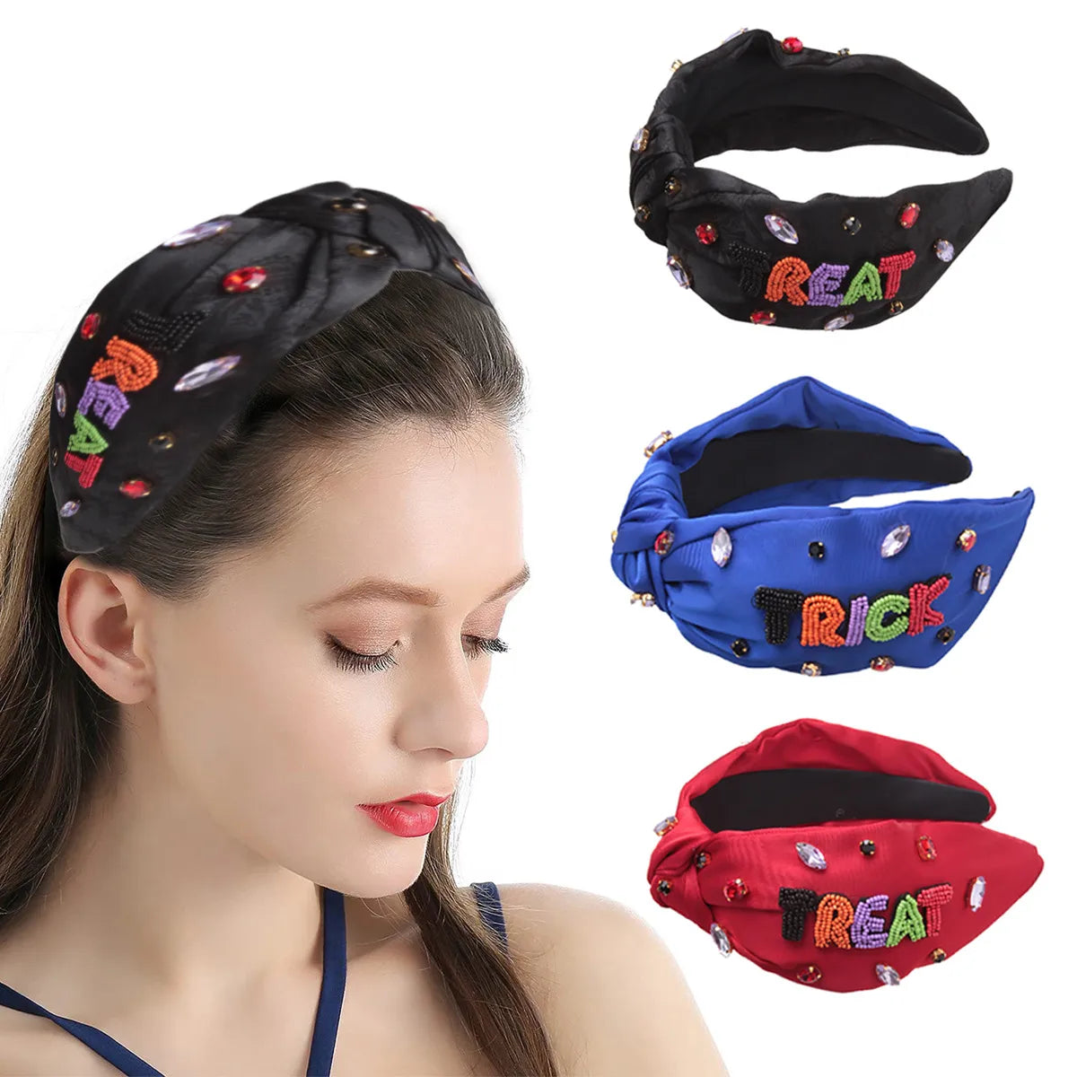 Women'S Modern Style Korean Style Letter Cloth Inlay Rhinestones Hair Band