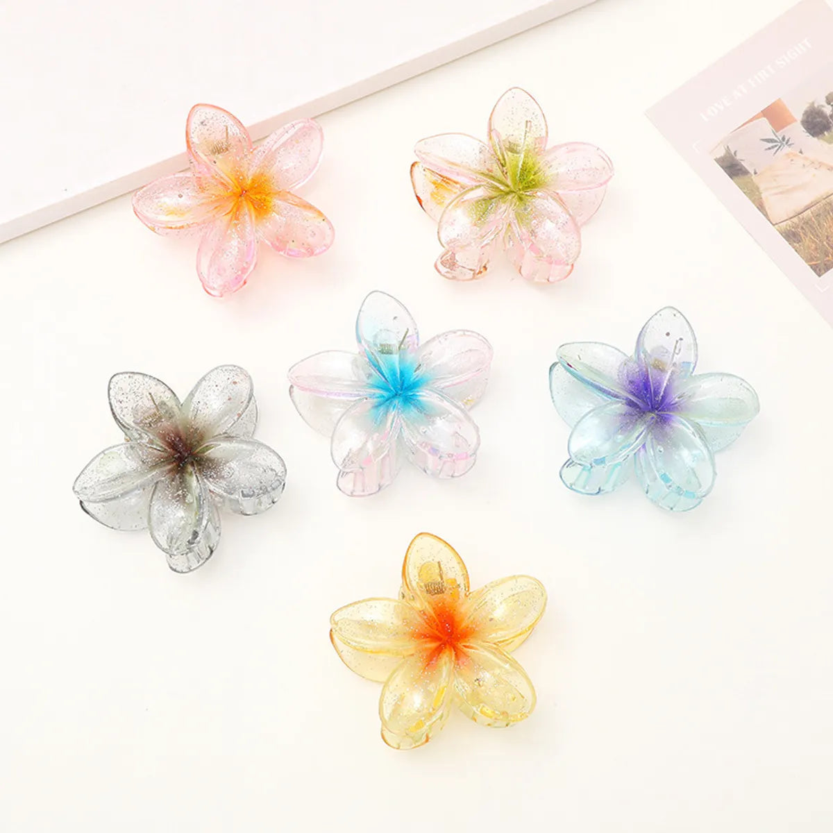 Women'S Modern Style Sweet Korean Style Flower Arylic Plastic Hair Claws