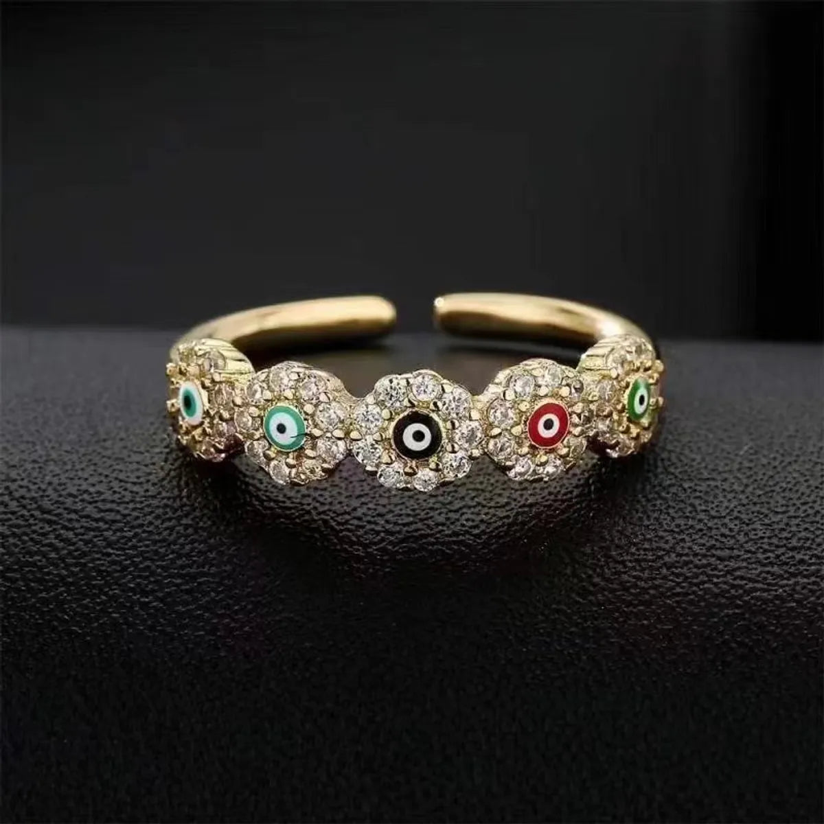 Women's Novelty Devil's Eye Copper Zircon Rings Plating Inlaid Zircon