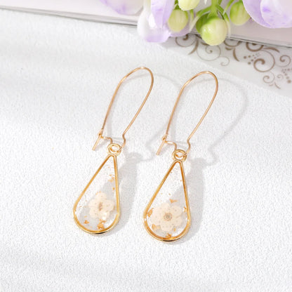 Women'S Pastoral Flowers Alloy Resin Earrings Epoxy Earrings