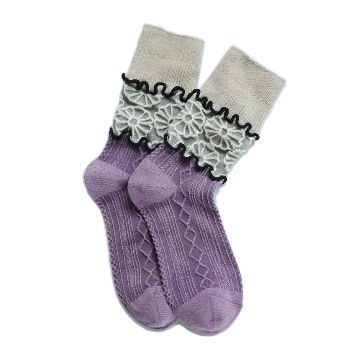 Women'S Pastoral Simple Style Ditsy Floral Cotton Crew Socks A Pair