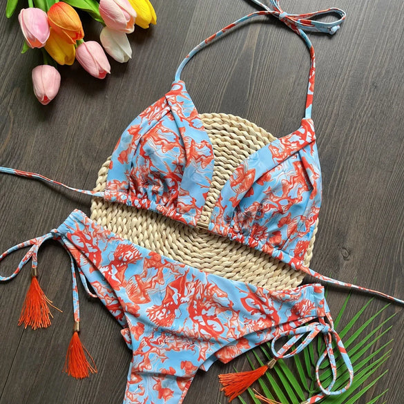 Women'S Plaid 2 Pieces Set Bikinis Swimwear