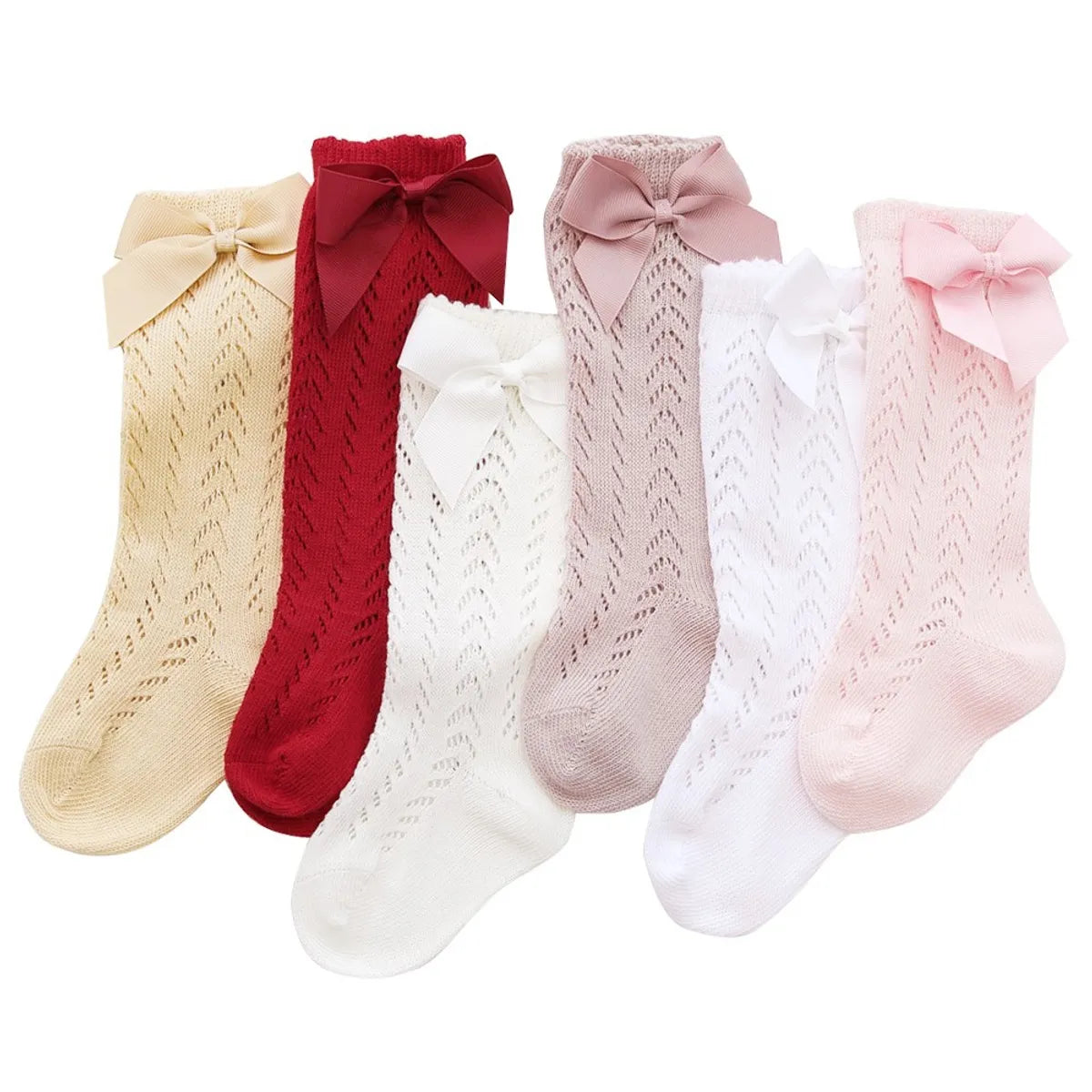 Women'S Princess Cute Solid Color Cotton Mesh Crew Socks One Pair