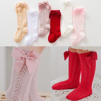 Women'S Princess Cute Solid Color Cotton Mesh Crew Socks One Pair