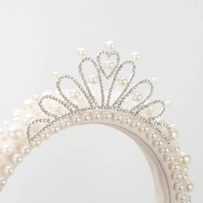 Women'S Princess Sweet Crown Artificial Pearl Hair Band