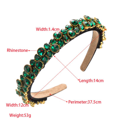 Women'S Retro Baroque Style Geometric Alloy Cloth Inlay Rhinestones Hair Band