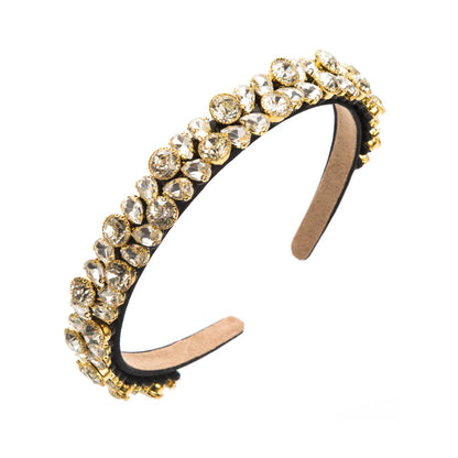 Women'S Retro Baroque Style Geometric Alloy Cloth Inlay Rhinestones Hair Band