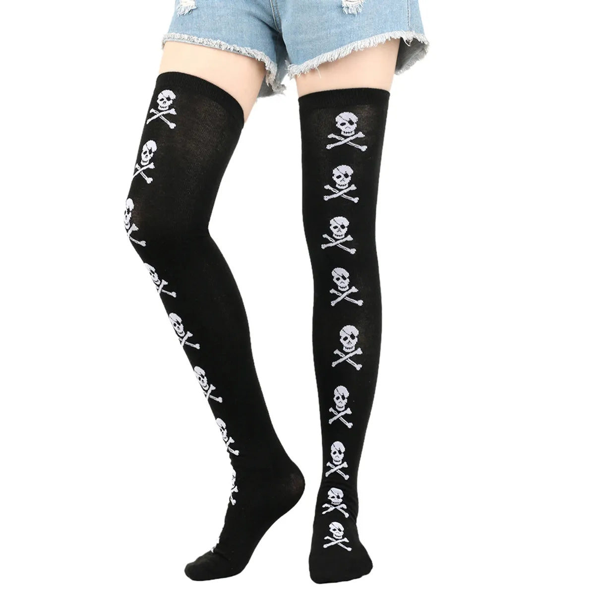 Women'S Retro Bat Blood Stains Skull Polyester Cotton Over The Knee Socks A Pair