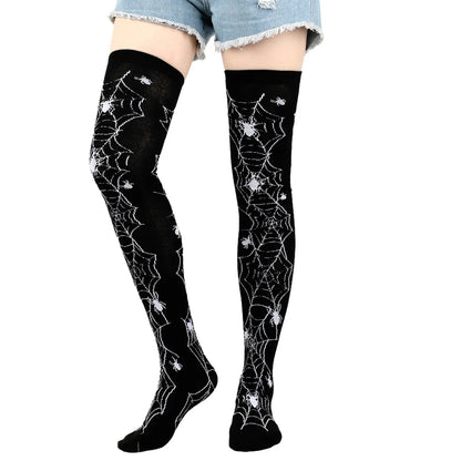 Women'S Retro Bat Blood Stains Skull Polyester Cotton Over The Knee Socks A Pair