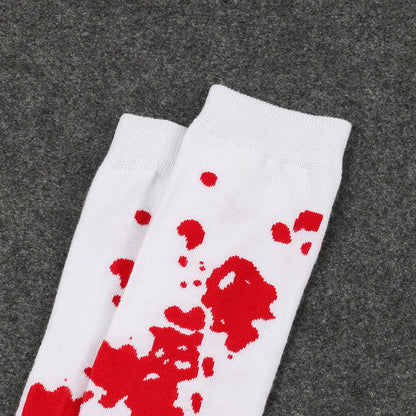 Women'S Retro Bat Blood Stains Skull Polyester Cotton Over The Knee Socks A Pair