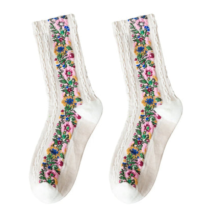 Women'S Retro Ditsy Floral Cotton Crew Socks A Pair