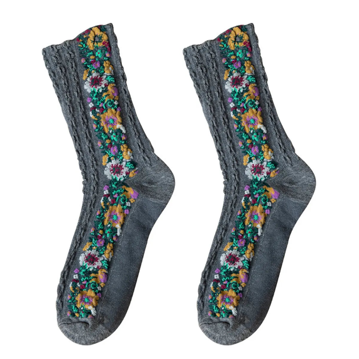 Women'S Retro Ditsy Floral Cotton Crew Socks A Pair