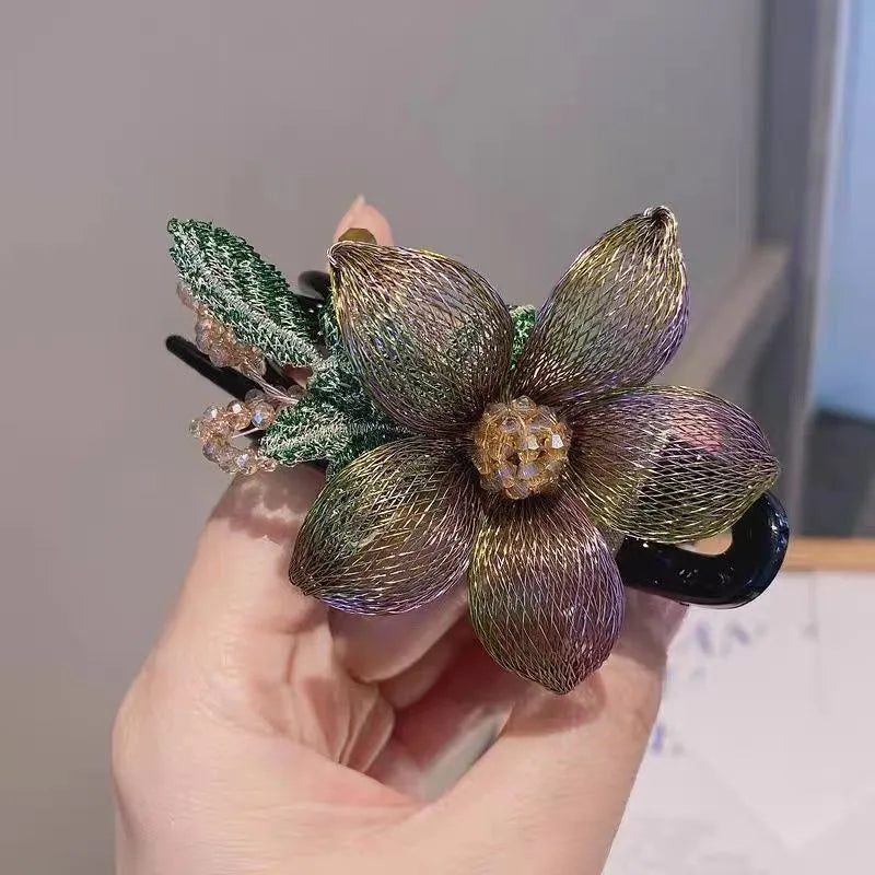 Women'S Retro Flower Copper Hair Clip