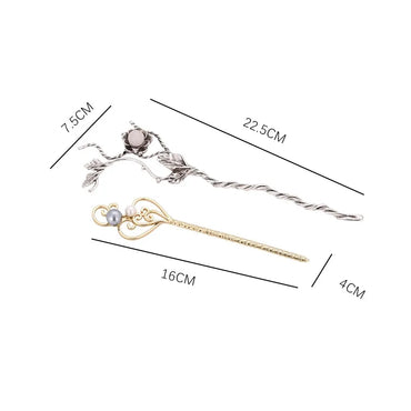 Women'S Retro Geometric Metal Inlay Artificial Pearls Hairpin