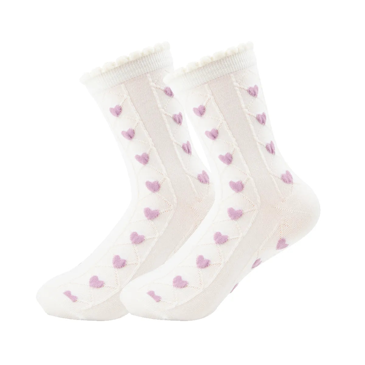 Women'S Retro Heart Shape Flower Polyester Crew Socks A Pair