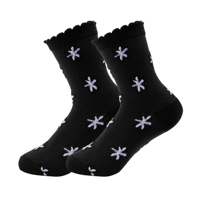 Women'S Retro Heart Shape Flower Polyester Crew Socks A Pair