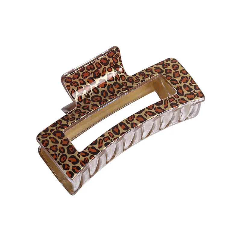 Women'S Retro Leopard Plastic Printing Hollow Out Hair Claws