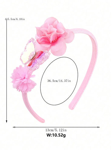 Women'S Romantic Sweet Flower Butterfly Gauze Lace Printing Hair Band