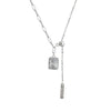 Women'S S925 Sterling Silver Square Diamond Tassel Necklace Special Interest Light Luxury Graceful Geometric Zircon New Style Collarbone Necklace