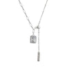 Women'S S925 Sterling Silver Square Diamond Tassel Necklace Special Interest Light Luxury Graceful Geometric Zircon New Style Collarbone Necklace