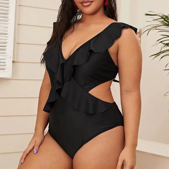 Women'S Sexy Solid Color 1 Piece Plus Size Swimwear Swimwear