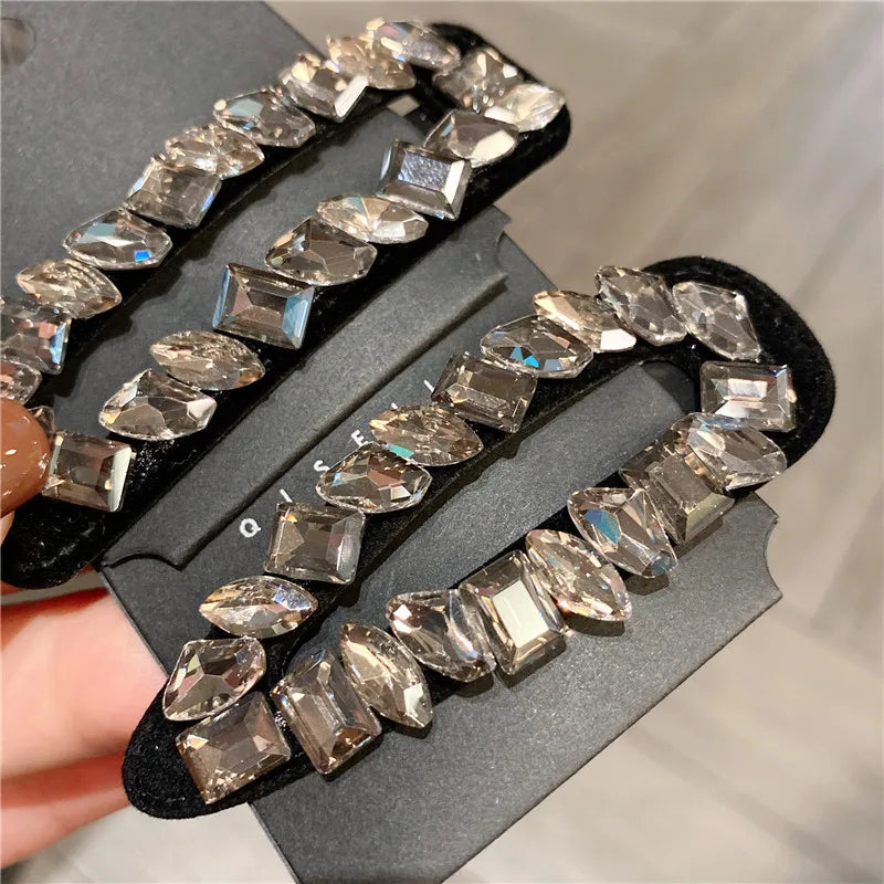 Women'S Shiny Water Droplets Rectangle Rhinestone Hair Clip