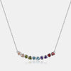 Women S925 Silver Geometric Love Color Zircon Set Clavicle Necklace