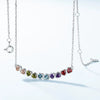 Women S925 Silver Geometric Love Color Zircon Set Clavicle Necklace