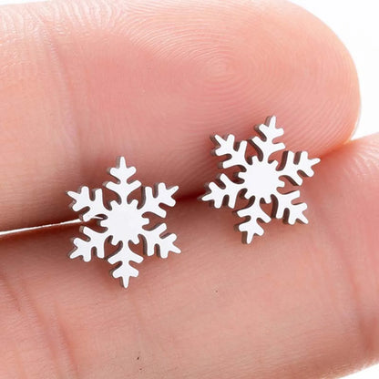 Women's Simple Style Animal Snowflake Stainless Steel No Inlaid Ear Studs Stainless Steel Earrings