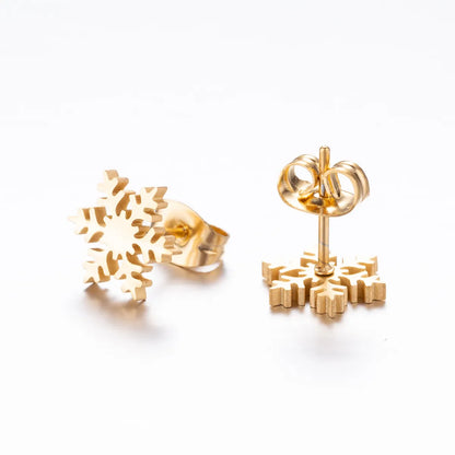 Women's Simple Style Animal Snowflake Stainless Steel No Inlaid Ear Studs Stainless Steel Earrings