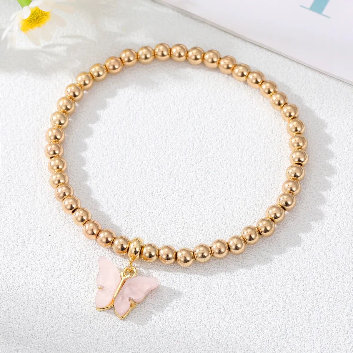 Simple Style Butterfly Alloy Beaded Resin Bracelets